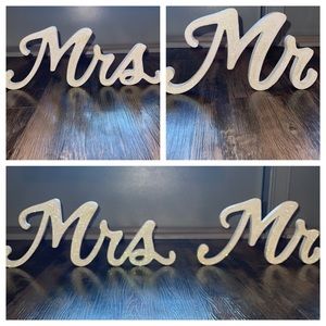 Mr Mrs Wedding Sign White Glitter Head Table Decor Husband Wife Decorations
